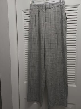 A New Day Grey Plaid Wide Leg Pants Size 2 NWT High Rise